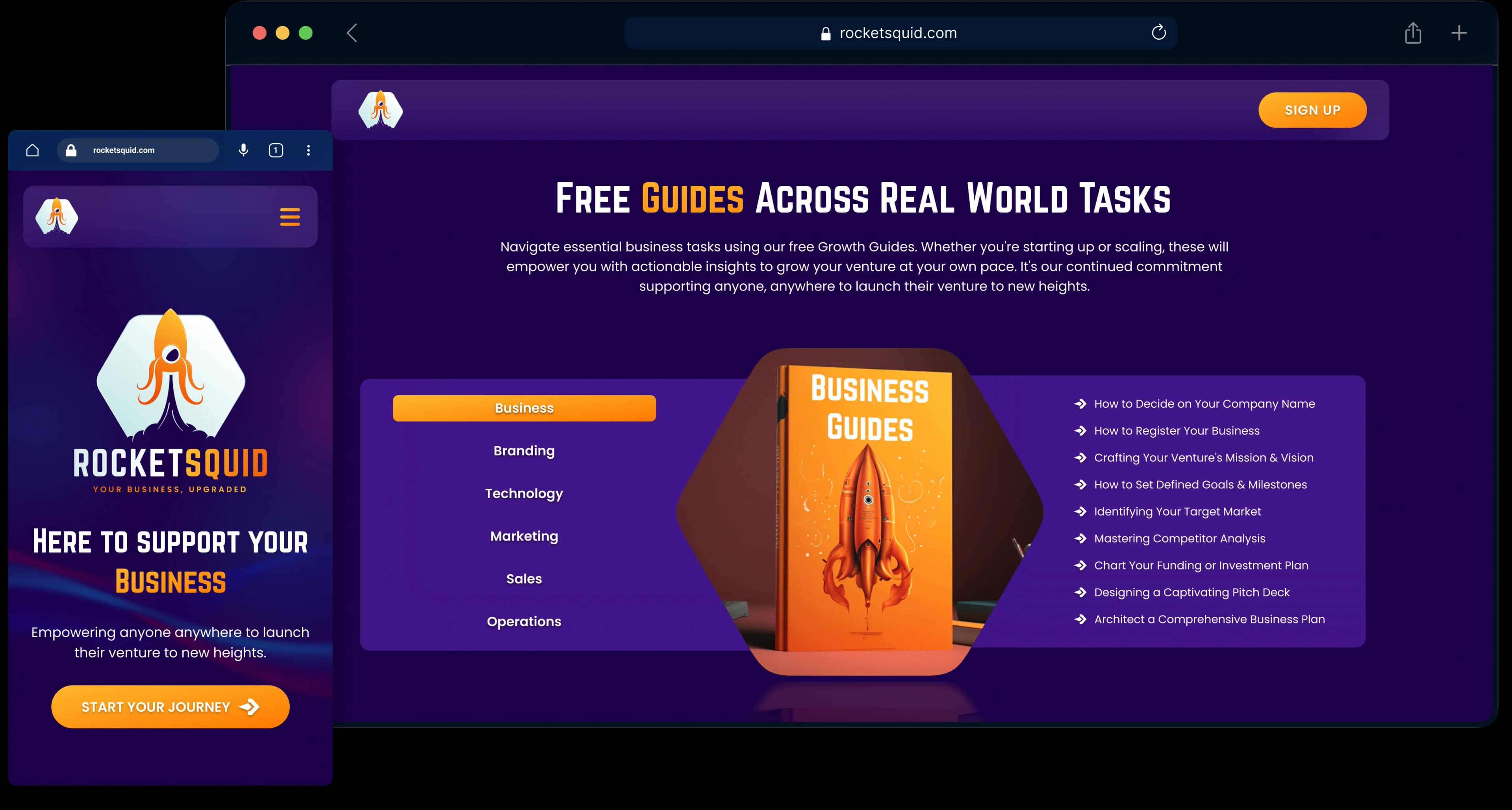 RocketSquid landing page preview